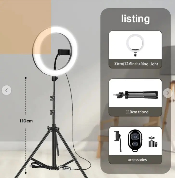 Tripod with LED Ring Light | Adjustable Phone Stand for Video & Photos