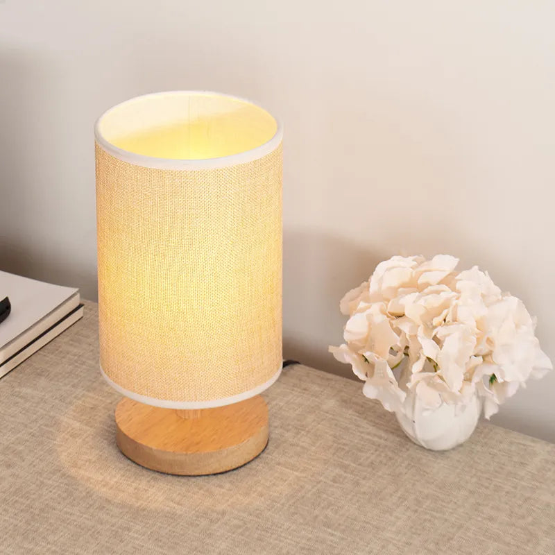 Nordic Wooden Table Lamp | Dimmable LED Bedside Light