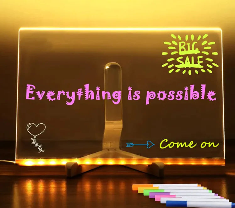 DIY Acrylic Message Board with LED Night Light | Erasable Memo Board